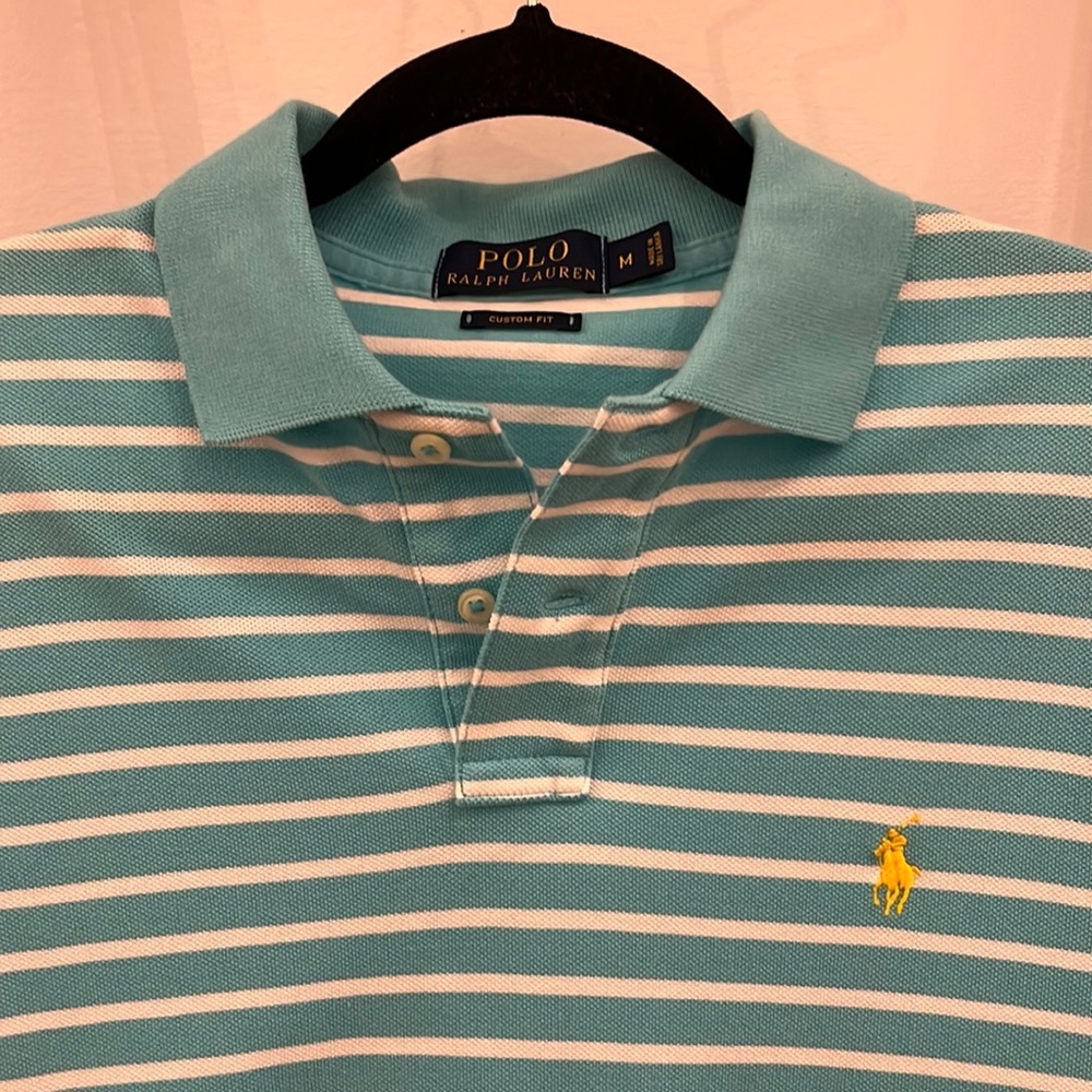 Polo Ralph Lauren Striped Custom Fit Cotton Logo Pony Polo Men Size M